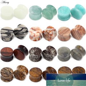 Alisouy 2PCS Natural Organic Stone Ear Plugs Flesh Tunnels Gauges 6mm-16mm Ear Expanders Stretchers Taper Body Piercing Jewelry