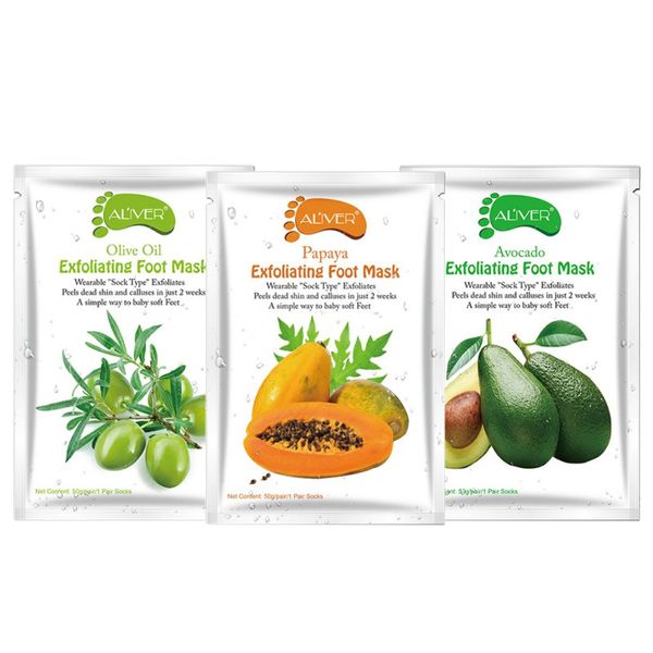 ALIVER aguacate papaya aceite de oliva mascarilla exfoliante para pies eliminar la piel muerta suave para el cuidado de la piel de los pies