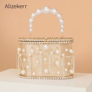 Alizekerr Diamond Tassel Sacs de soirée Femmes Magnifique sac à main en métal perlé de perle et sacs à main Party de mariage 240509