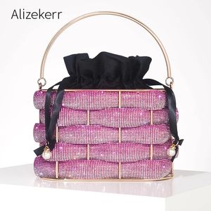 Alizekerr tissé pochette Boutique gradué multicolore cristal évider sacs à main en métal et sacs à main de mariage 240328