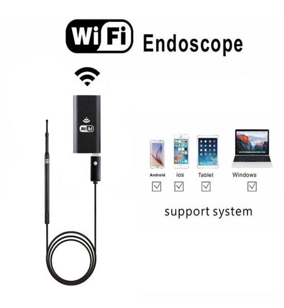 ALK 1 pieza 55mm WiFi cámara endoscópica de oído inalámbrica Mini cámara de inspección impermeable cámara de alcance de oído USB con 6 LED para endoscopio i8501949