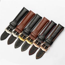 Alk Vintage Cow Leather Watch Band Bracelet Black roestvrijstalen mode Buckle Strap Watchband Belt Accessories Brown Gold 20 MM2403