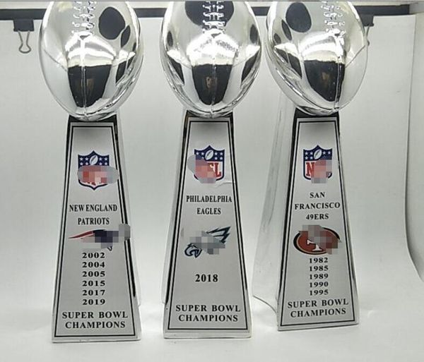 Tous les années 1966 à 2024 Trophée Lombardi Super Bowl Team Champions Team Souvenir 10 pouces Résine Trophée Fan Cadeau Championnat Cadeau En Gros