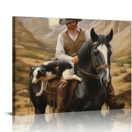 Allemaal een cowboy heeft canvas muurkunstafdruk, hondenkunstwerk nodig