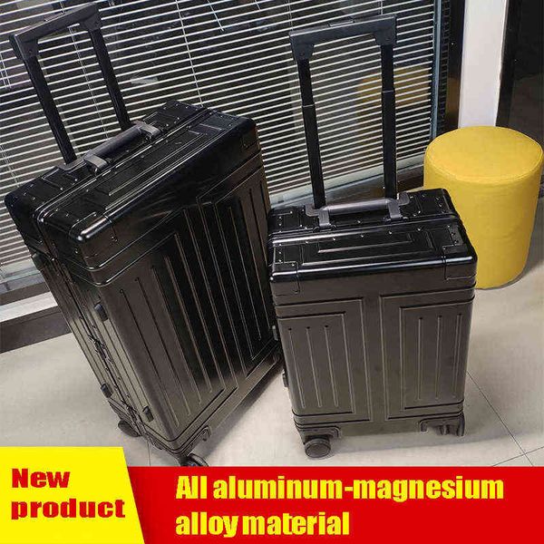 Todo el equipaje de aleación de aluminio y magnesio Maleta con marco de aluminio femenino y masculino MultiSize Pure Metal J220707