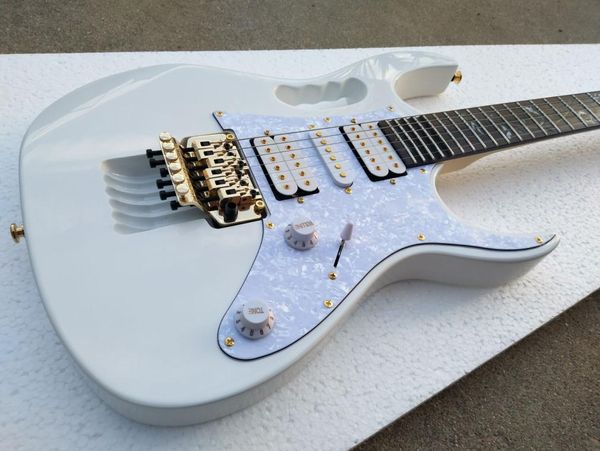 All China Guitar Facotry Quality 7 Wh White Electric Guitar Guitar Fonderoard Angleur Vine Inclay Floyd Rose Tremolo Li4146548