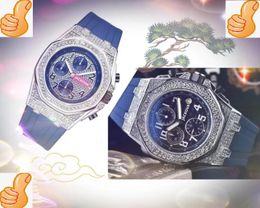 Alle wijzerplaten werken beroemde heren stopwatch horloges diamanten ring volledige functionele klok rubber roestvrijstalen riem kwarts kalender alle misdaadcanning tick horloge