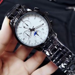 Alle kleine wijzerplaten werken polshorloges heren waterdichte horloges Stopwatch 316L Volledig roestvrijstalen band Luminous business quartz herenhorloge voor heren Vaderdagcadeau