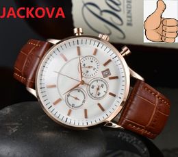 Tous les cadrans fonctionnent 43 mm Quartz Chronographe Montre pour hommes Chronomètre en cuir véritable Président Classique Généreux temps d'affaires Montre-bracelet Saphir Super Horloge 2022
