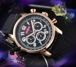 Tous les cadrans fonctionnent automatique Date hommes trois yeux conception montres de luxe mode quartz batterie super horloge chronomètre mouvement à quartz couleur populaire bracelet en caoutchouc montre