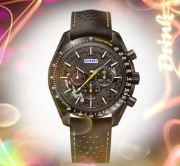 Todos los diales que funcionan con la fecha automática Men relojes Stopwatch Two Eyes Diseñador Fashion Hole de cuero Banda de nylon Movimiento Reloj Sports Leisure Watch Regalos