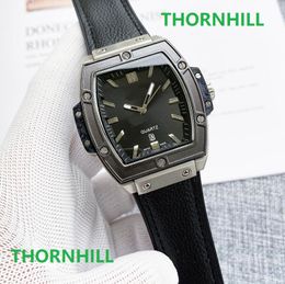 Alle wijzerplaten werkende stopwatch herenhorloge luxe ovale vorm horloges met kalender lederen band top merk quartz polshorloge voor mannen Hoge kwaliteit geschenk