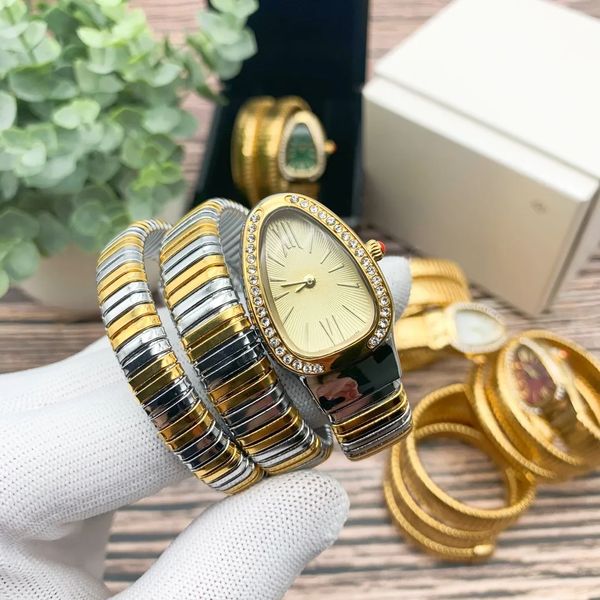 All Diamond Womenwatche Snake Watch Rose Gold Bracelet Wrist Wrists Top Brand Luxury Designer Watch Gift For Lady Christmas Valentin's Mother's Fay Gifts Regios