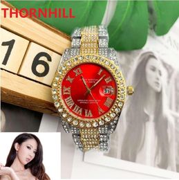 Alle Diamanten Strap Quartz Beweging Dames Horloge Auto Datum Hoge Kwaliteit Deisgner Mannen Horloges Klok Armband Montre de Luxe