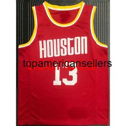 Todos los bordados 6 estilos 13 # Harden camiseta de baloncesto roja retro Personalizar cualquier nombre de número XS-5XL 6XL