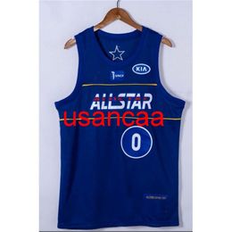 Tous les maillots de broderie 9 styles 0# Tatum 2021 saison All Star Blue Basketball Jersey Personnaliser le gilet de jeunesse pour hommes et femmes ajouter n'importe quel nom de numéro XS-5XL 6XL gilet