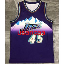 Alle borduurwerk Mitchell Hughes Niang 45# 2020-2021 Snow Mountain Retro Purple Basketball Jersey Pas Men's Women Youth Vest Toevoegen Voeg elke nummernaam XS-5XL 6xl Vest toe