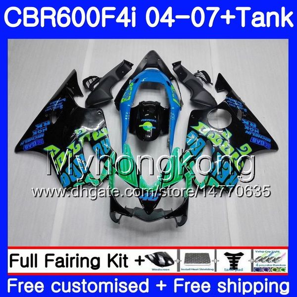 Corps pour HONDA CBR 600F4i CBR600 FS CBR600F4i 04 05 06 07 281HM.0 CBR 600 F4i CBR600 F4i 2004 2005 2006 2007 Kit de carénage Repsol bleu noir