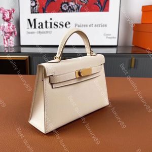 Tous les sacs à bandoulière de marque faits à la main en cuir Epsom importé, mini sac à main en or 24 carats de 20 cm avec boîte cadeau originale