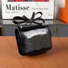 Alle handgemaakte schoudertassen merkontwerper Crossbody tas Klassiek Luxe clamshell tas 19, 24cm met geïmporteerde krokodillenbijenwasdraad naaien 24K vergulde hardware