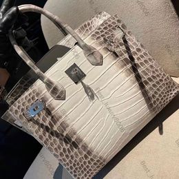 All Handmade Handbag Brand Designer Bag 25cm 30cm 35cm Himalaya Himalaya Crocodile Skin Diamond Gold Hardware Playking Bag,