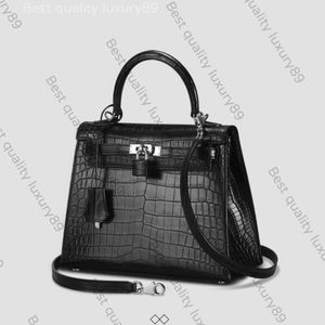 Tous les sacs à bandoulière faits à la main Sac à main de marque Designer Sac de luxe en crocodile mat 25 28CM avec peau de crocodile importée Fil de cire d'abeille française Quincaillerie plaquée or 24 carats