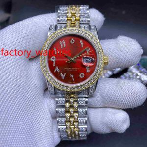 Alle ijstijd 36 5mm automatische machine herenhorloge modieuze zilveren shell luxe kleine diamanten ring heren polshorloge rood en blauw289L