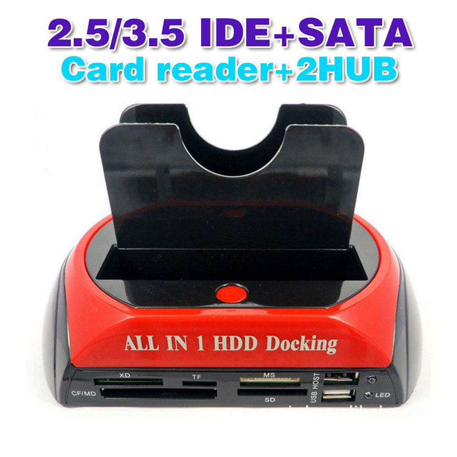 All-in-1-HDD-Dockingstation, USB 2.0 auf 2,5 Zoll, 3,5 Zoll IDE, SATA, eSATA, externe HD-Box, Festplattengehäuse, Kartenleser