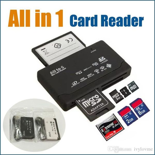 Tout-en-1 portable tout-en-un mini lecteur de carte multi-en-1 lecteur de carte mémoire USB 2.0 DHL la plus haute qualité sur DHgate