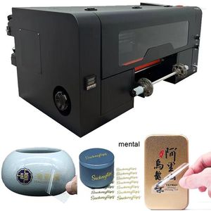 Impresora UV DTF automática todo en uno Cabezales duales XP600 Tinta blanca Barniz Copa Envoltura Etiqueta de cristal