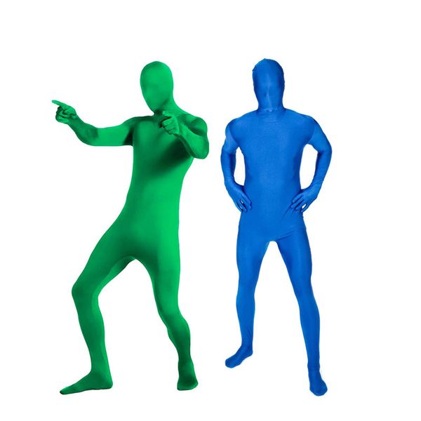 Écran vert tout-en-un costume de carrosserie Men Full Corps vert / bule couleur chromakey combinaison pour photo vidéo effet invisible 170 180cm