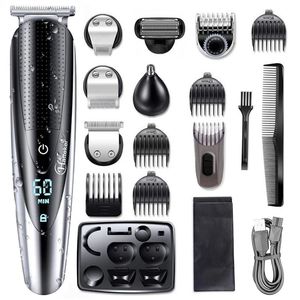 Tondeuse à cheveux tout-en-un pour hommes Kit de toilettage de barbe rasoir électrique toiletteur de corps tondeuse à cheveux tondeuse à oreilles de nez lavable 240314