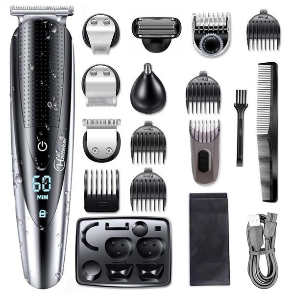 Tondeuse à cheveux tout-en-un pour hommes, Kit de toilettage pour barbe, rasoir électrique, tondeuse pour le corps, nez et oreilles, lavable, 240110