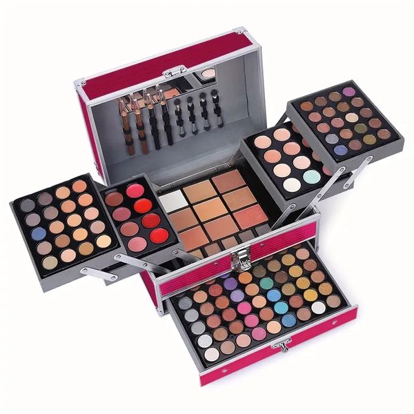 Kit cadeau de maquillage tout-en-un, 132 kits de maquillage de couleurs, comprend 94 fards à paupières, 12 brillants à lèvres, 12 anti-cernes, 5 poudres à sourcils, 3 poudres pour le visage, 3 fards à joues