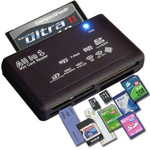 Lecteur de cartes mémoire tout-en-un pour USB Mini SDHC M2 pour MMC XD CF 240419
