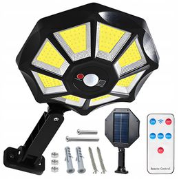 All In One Solar Street Courtyard Light, 168 Light Wall de capteur à 3 moes de jour pour mur extérieur, jardin, rue, route, parking, sentier, terrain de basket-ball