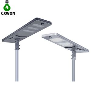 Alles in één Solar Street Light IP65 Waterdicht aluminiumlegering Outdoor Light 4 Werkmodus Radarsensorverlichting met controller