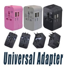 All In One Universal International Plug Adapter Dual USB Port World Travel AC Power Charger Adapter met AU US UK EU Converter Plug