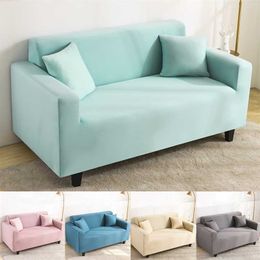 Alle -inclusieve stretch sofa covers voor woonkamer 1/2/3/4-zits universeel met armleuning Couch Milk Silk Fabric Sky Blue 2111207