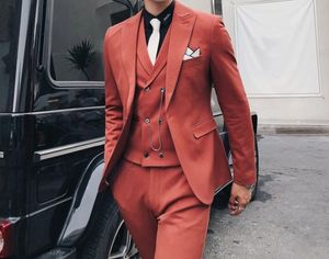 Tous les hommes aimés un bouton beaux garçons d'honneur pic revers marié smokings hommes costumes mariage / bal meilleur homme blazer (veste + pantalon + gilet + cravate) W02