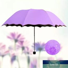 All-match 250 pcs/lot 3-plié anti-poussière Anti-UV parapluie parasol parapluie magique fleur dôme crème solaire Portable parapluie