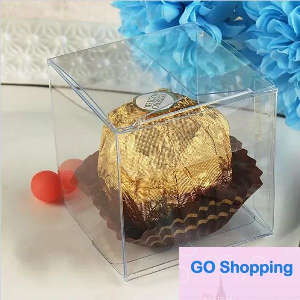 Boîtes de rangement en PVC, 50 pièces, emballage cadeau transparent, boîtes de rangement en PVC, support pour cadeaux d'anniversaire, réception-cadeau pour bébé, mariage, étui à gâteaux et bonbons de 8CM