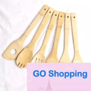 Spatule cuillère en bambou assortie, 6 Styles, ustensiles portables en bois, tourneurs de cuisine, support de mélange fendu, pelles