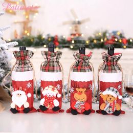 Décoration de Noël entièrement-correspondante Couverture de bouteille de vins Santa Claus Ornements de Noël bonne année décor