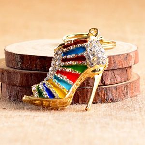 All-Match Crystal High Heel Shoes Keychain Key Rings Shoe Karabijnse handtas Hangt Women Metal Keyring Jewelry Drop Ship