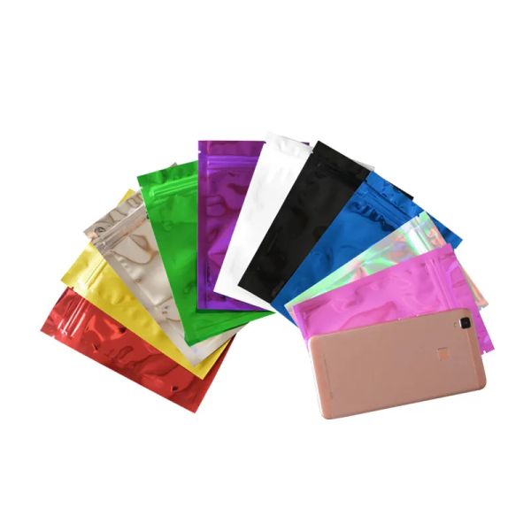 Sac en Mylar refermable double face, couleurs vives et multicolores, sacs en aluminium pour le stockage des aliments, étui d'emballage en plastique, pochettes anti-odeurs, conteneur