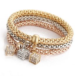 All-match Bracelet en cristal élastique diamant coeur couronne arbre de vie crâne papillon bracelets porte-bonheur bracelet manchette ensembles bijoux volonté et sable 3 pièces/ensemble