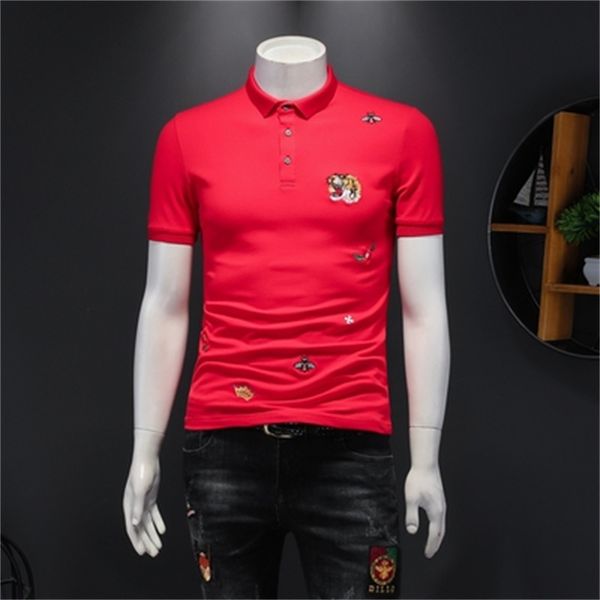 2024 Italia Diseñador para hombre Camisas de polo Hombre High Street Bordado Liga Serpientes Pequeña abeja Impresión de lujo Ropa de algodón de alta calidad Tees S-4XL