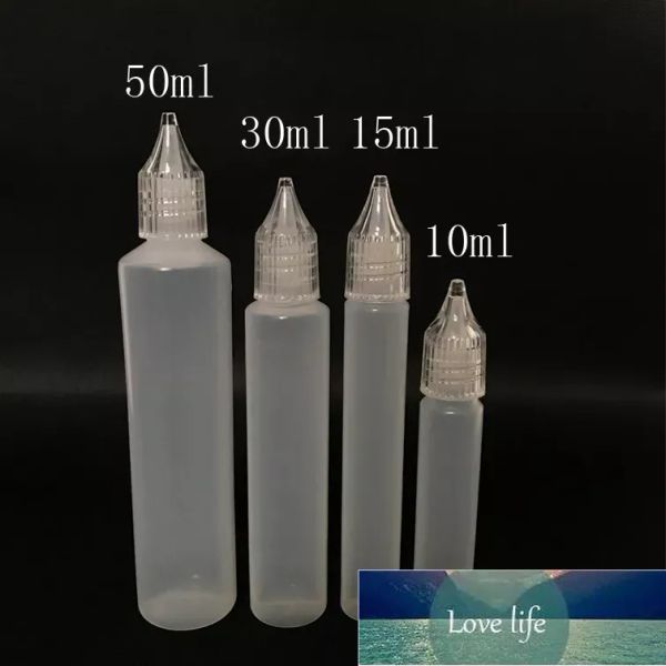 Consejo de goteo de la aguja de jugo vacío total vacío 10ml 15 ml 30 ml de plástico de almacenamiento de líquido comprescador