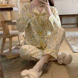 All Match Floral Korte grote maat Pyjama Nightwear Sweet Chic Casual Minimalist Homewar Losse Suit Sets 210525